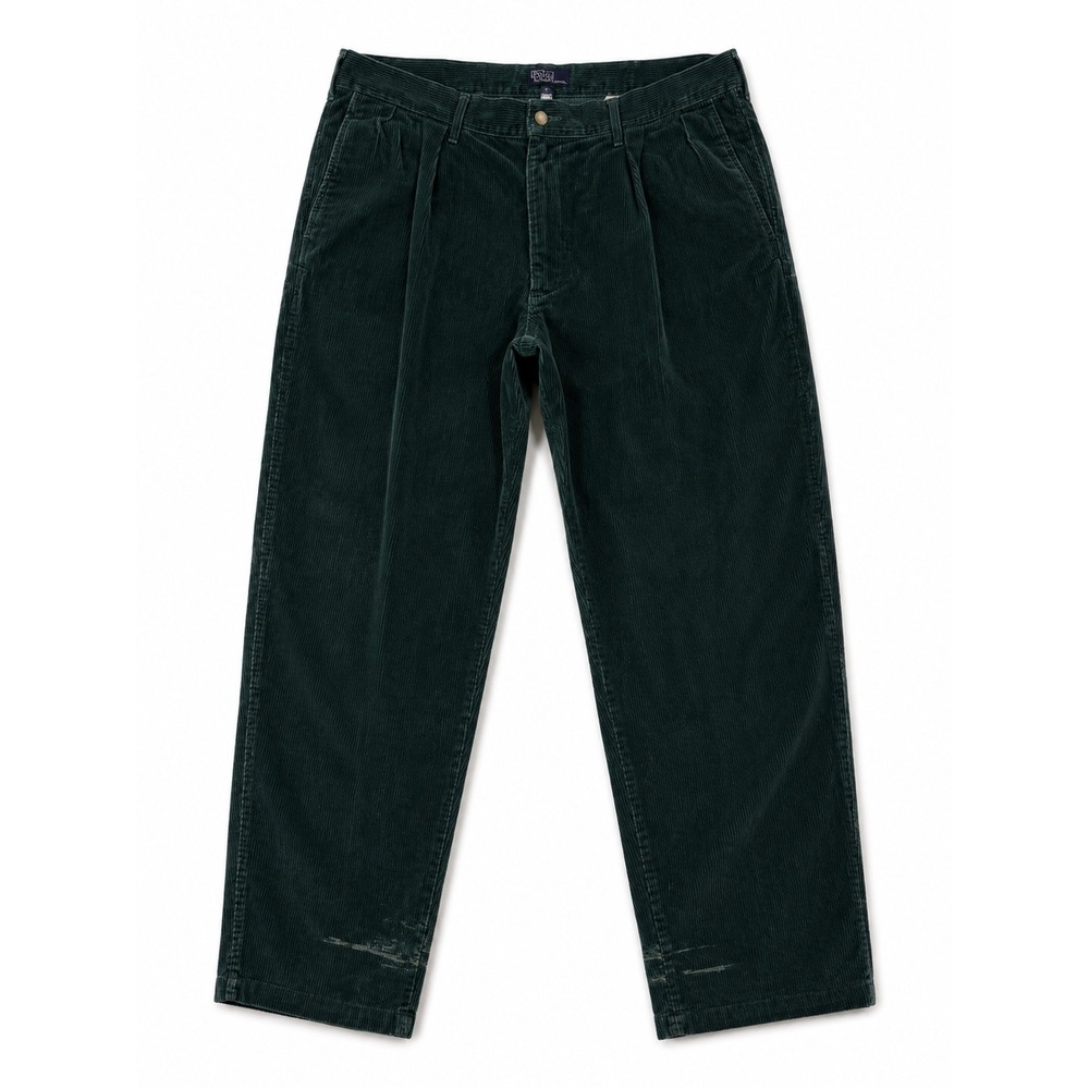 Polo Ralph Lauren Andrew Pant Mens 35 Forest Green Corduroy Pleated Trousers